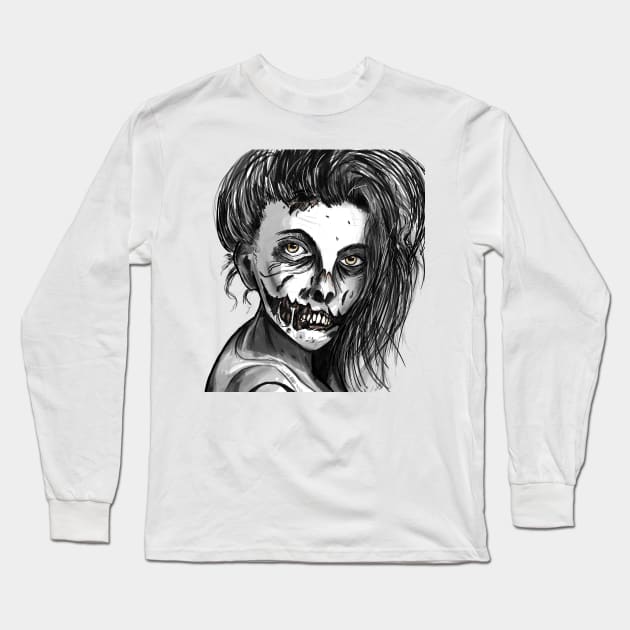 Zombie Girl Long Sleeve T-Shirt by MEWETT